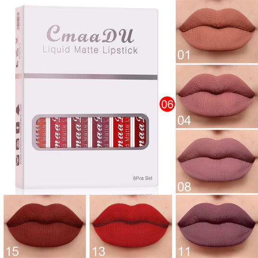 6 Boxes Of Matte Non-stick Cup Waterproof Lipstick Long Lasting Lip Gloss - My Store